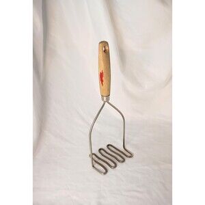 Antique Potato Masher with Chipped Red Paint Farmhouse